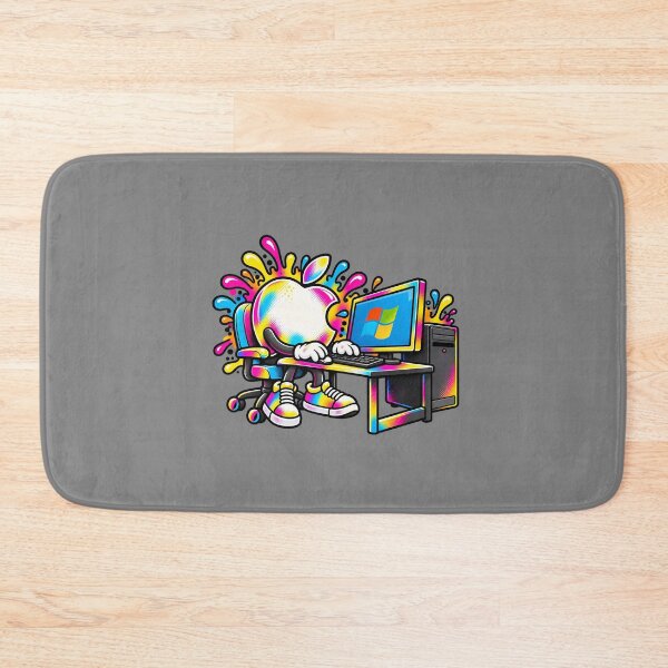 Item preview, Colorful Tech Mascot Working on Computer Pop Art Design designed and sold by CrazyCraftStudio.