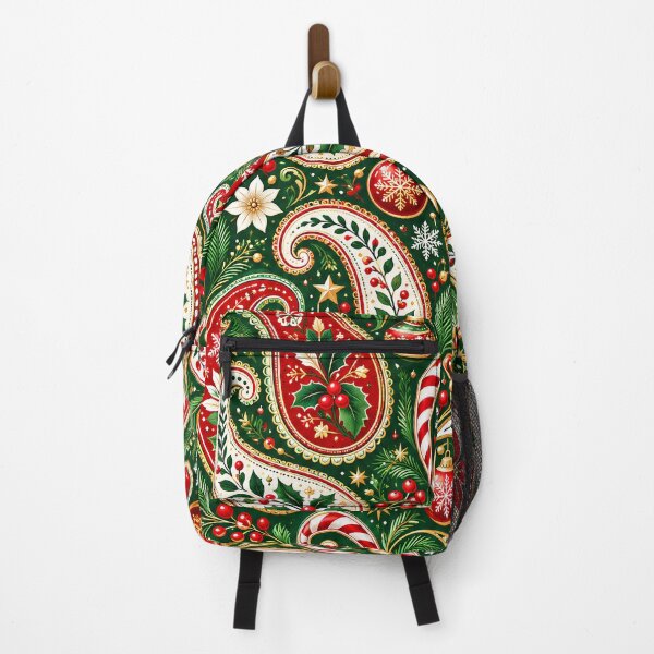 Item preview, Christmas Paisley with Candy Canes and Poinsettias designed and sold by Paisley Moment.