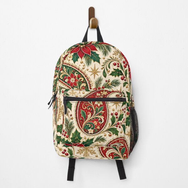 Item preview, Cream Christmas Paisley with Poinsettias designed and sold by Paisley Moment.