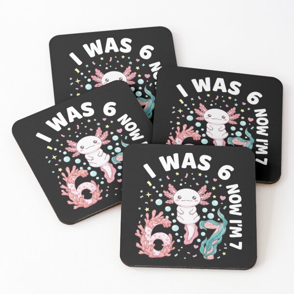 Item preview, I Was 6 Now I'm 7 Cute Axolotl Seventh Birthday Design designed and sold by MiALopezArt.