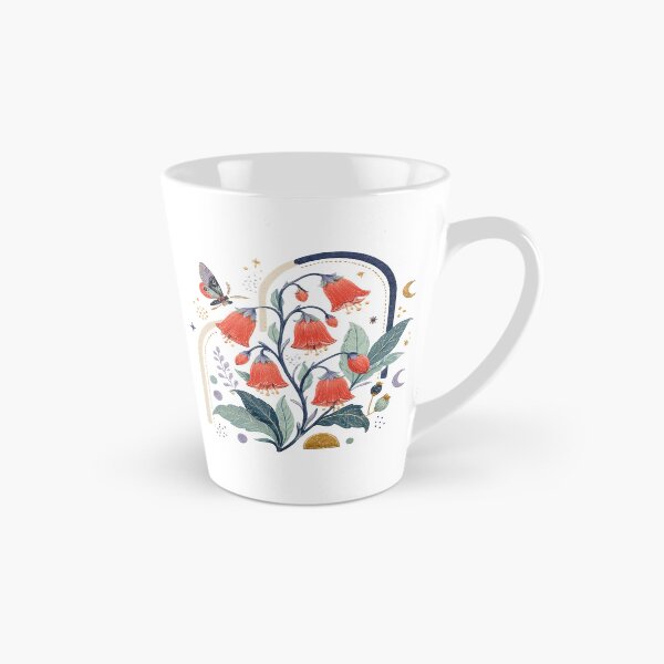 Item preview, Moonlit Bellflowers Vintage Coral Floral Butterfly Cottagecore Botanical Art designed and sold by inkoutninja.