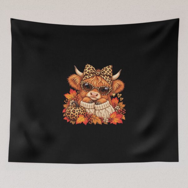 Item preview, Thanksgiving Highland Cow, Fall Cow, Leopard Bow Cow designed and sold by Naviiraart.