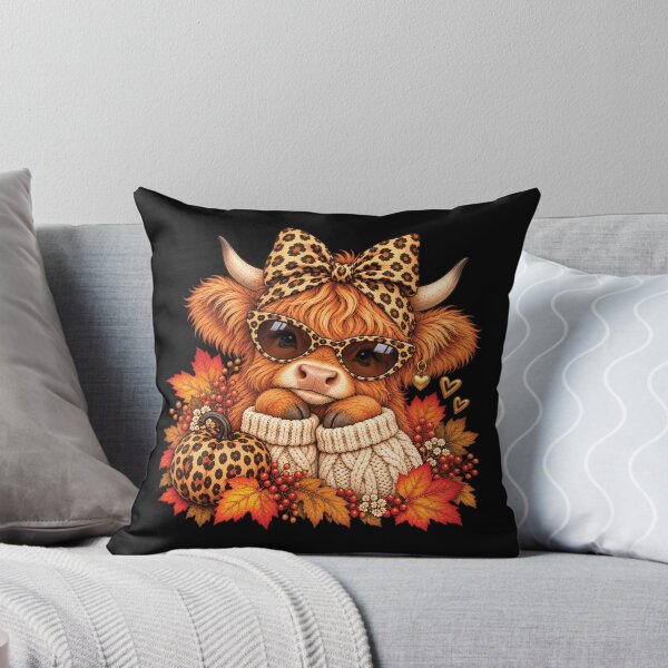 Item preview, Thanksgiving Highland Cow, Fall Cow, Leopard Bow Cow designed and sold by Naviiraart.