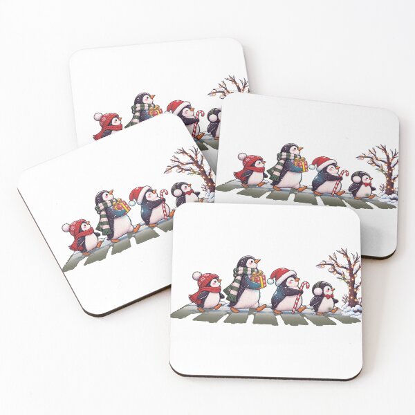 Item preview, Cute Christmas Penguins – Festive Winter Animals with Gifts and Candy Cane. designed and sold by Wild Mood Co..
