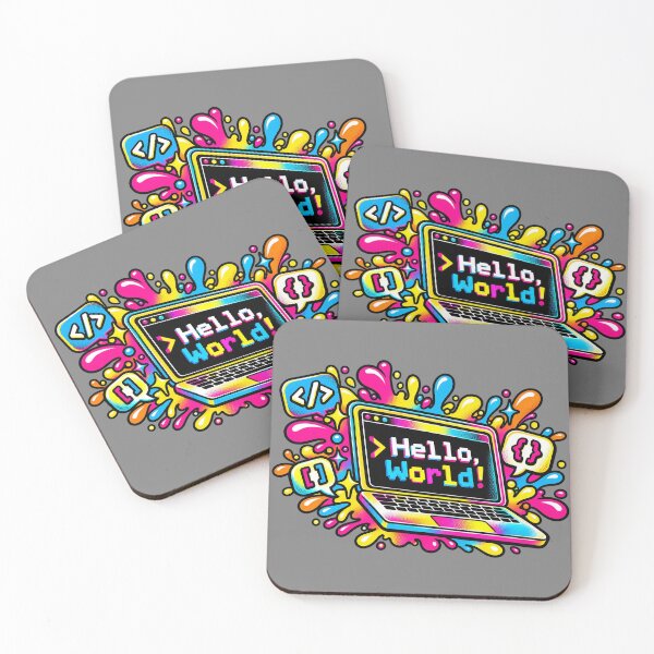 Item preview, Hello World Colorful Laptop Coding Pop Art Design designed and sold by CrazyCraftStudio.