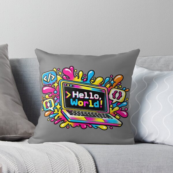Item preview, Hello World Colorful Laptop Coding Pop Art Design designed and sold by CrazyCraftStudio.