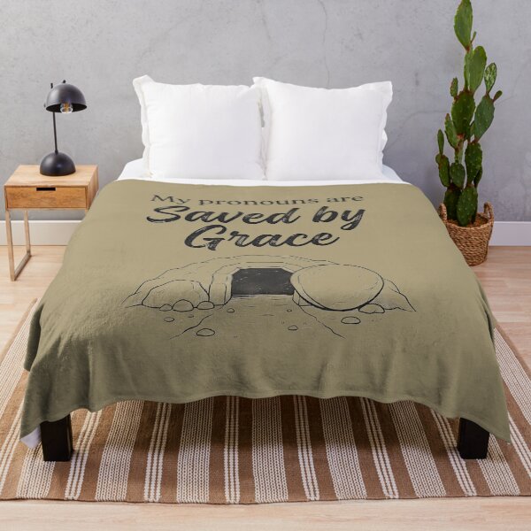 Item preview, Christian Tomb Graphic - "My pronouns are Saved by Grace" designed and sold by FrozenFits.