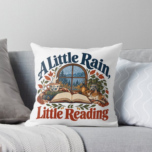 Item preview, A Little Rain, A Little Reading Book Lover Reader Cat Cozy Autumn designed and sold by JonesFlora2025.