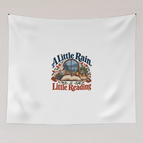 Item preview, A Little Rain, A Little Reading Book Lover Reader Cat Cozy Autumn designed and sold by JonesFlora2025.