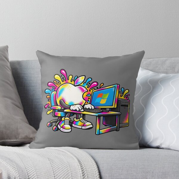 Item preview, Colorful Tech Mascot Working on Computer Pop Art Design designed and sold by CrazyCraftStudio.