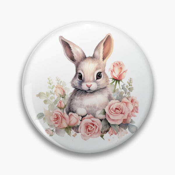 Item preview, Pink Rose Bunny | Elegant Floral Aesthetic Art designed and sold by Mandayartstudio.