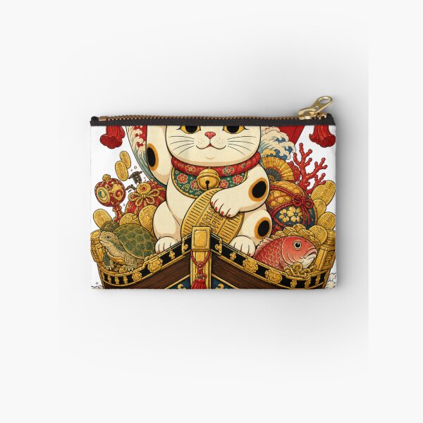 Item preview, Lucky Cat Maneki Neko Treasure Ship Takarabune Japanese Ukiyo-e designed and sold by vekotpu.