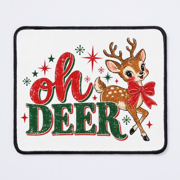 Item preview, Retro Christmas Deer with Red Bow designed and sold by Nannythenimfa.