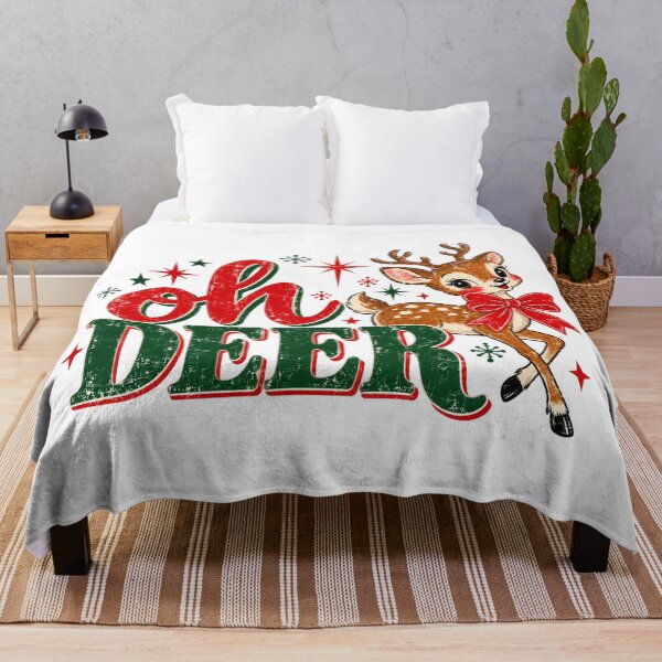 Item preview, Retro Christmas Deer with Red Bow designed and sold by Nannythenimfa.