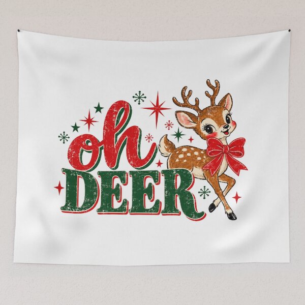 Item preview, Retro Christmas Deer with Red Bow designed and sold by Nannythenimfa.