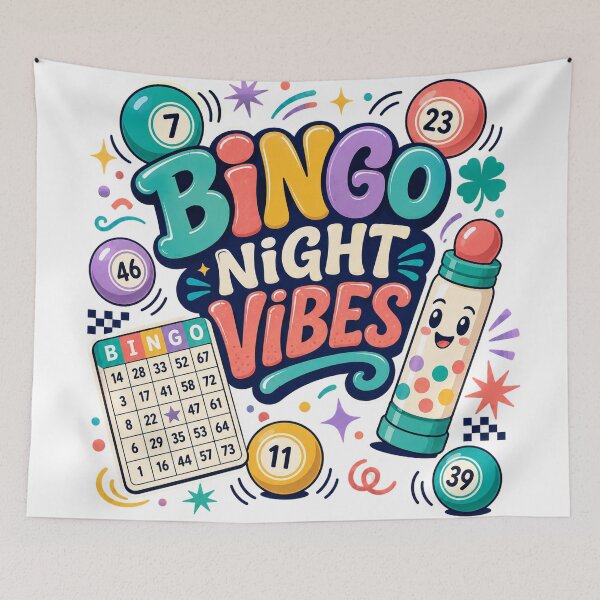 Item preview, Bingo Night Vibes Colorful Balls Lucky Game Night Fun Retro Art Design designed and sold by inkoutninja.