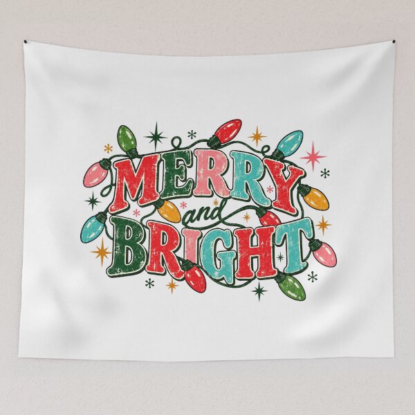 Item preview, Retro Christmas Lettering with Colorful String Lights designed and sold by Nannythenimfa.