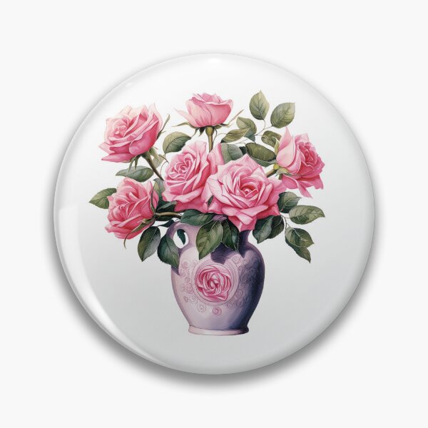 Item preview, Pink Rose Vase | Elegant Floral Aesthetic Art designed and sold by Mandayartstudio.
