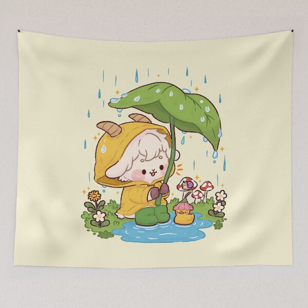 Item preview, Cute Goat Boy on a Rainy Spring Day designed and sold by NasDoodleArt.