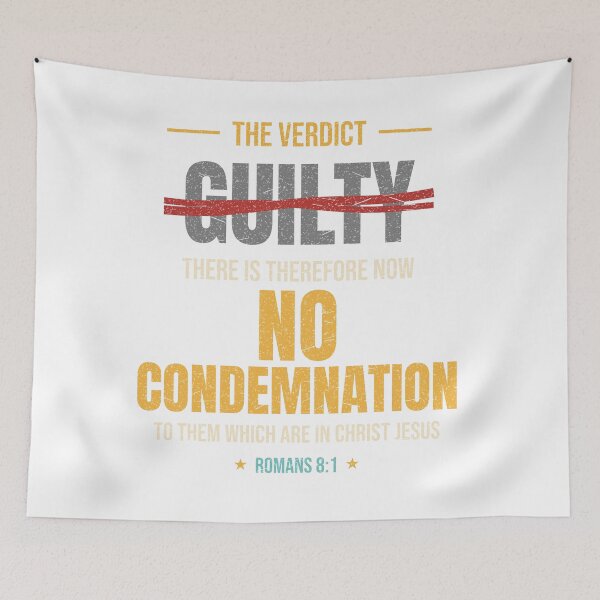 Item preview, Not Guilty No Condemnation Romans 8:1 The Verdict Bold Typography designed and sold by ebocraft.