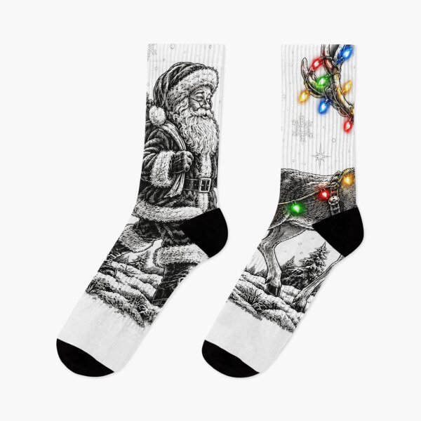 Item preview, Santa Walking Reindeer with Colorful Christmas Lights designed and sold by Nannythenimfa.