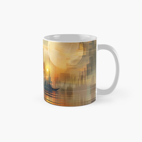 Item preview, Golden Horizons of the Abstract City – Modernist Futuristic Skyline designed and sold by NeoNebulaArt.
