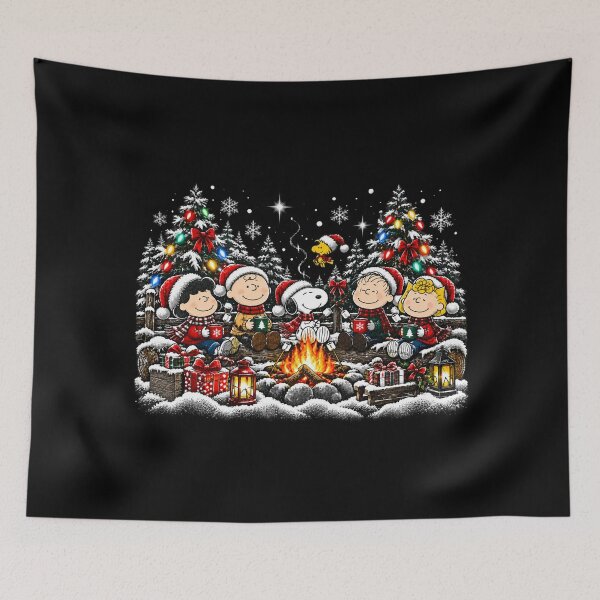 Item preview, Christmas Cartoon Friends Gathering Around Snowy Campfire designed and sold by ObukiLantara.