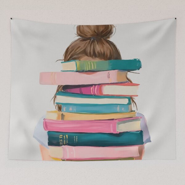 Item preview, Brunette Girl With Stack of Books designed and sold by EugeneAHann.