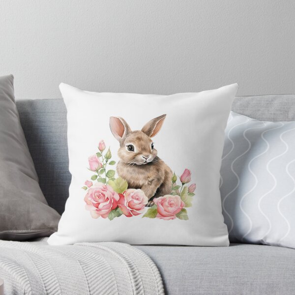 Item preview, Pink Rose Bunny | Elegant Floral Aesthetic Art designed and sold by Mandayartstudio.