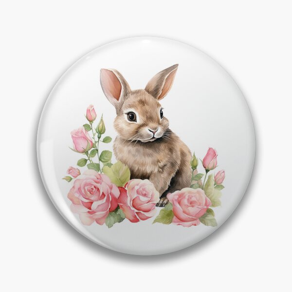 Item preview, Pink Rose Bunny | Elegant Floral Aesthetic Art designed and sold by Mandayartstudio.