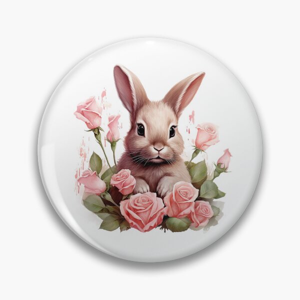 Item preview, Pink Rose Bunny | Elegant Floral Aesthetic Art designed and sold by Mandayartstudio.