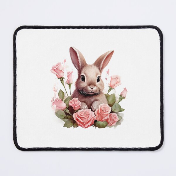 Item preview, Pink Rose Bunny | Elegant Floral Aesthetic Art designed and sold by Mandayartstudio.