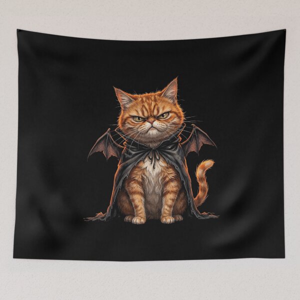 Item preview, Grumpy Vampire Cat - Funny Halloween Orange Tabby Art designed and sold by HexOne.