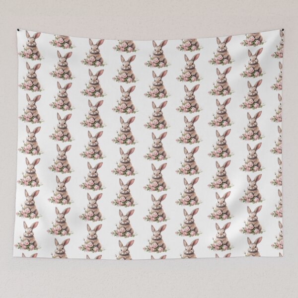 Item preview, Pink Rose Bunny | Elegant Floral Aesthetic Art designed and sold by Mandayartstudio.