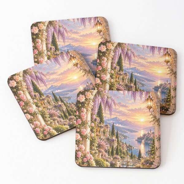 Item preview, Ethereal Rose and Wisteria Garden – Romantic Mediterranean Sunset designed and sold by Bizzfora.
