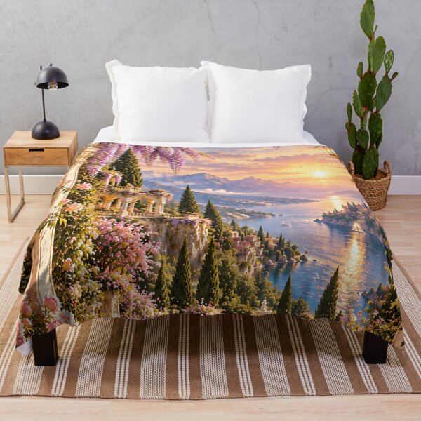 Item preview, Ethereal Rose and Wisteria Garden – Romantic Mediterranean Sunset designed and sold by Bizzfora.