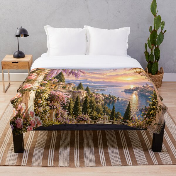 Item preview, Ethereal Rose and Wisteria Garden – Romantic Mediterranean Sunset designed and sold by Bizzfora - Shrewdnia POD.