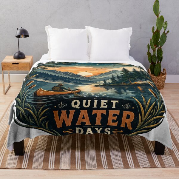 Item preview, Quiet Water Days Vintage Canoe Mountain Lake Sunset Wilderness Adventure Art designed and sold by inkoutninja.