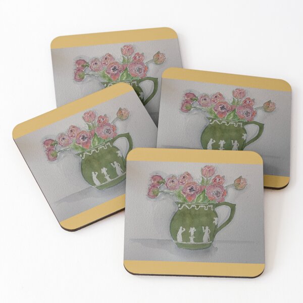 Item preview, Pink Tulip Green Vase designed and sold by WatercolorPain.