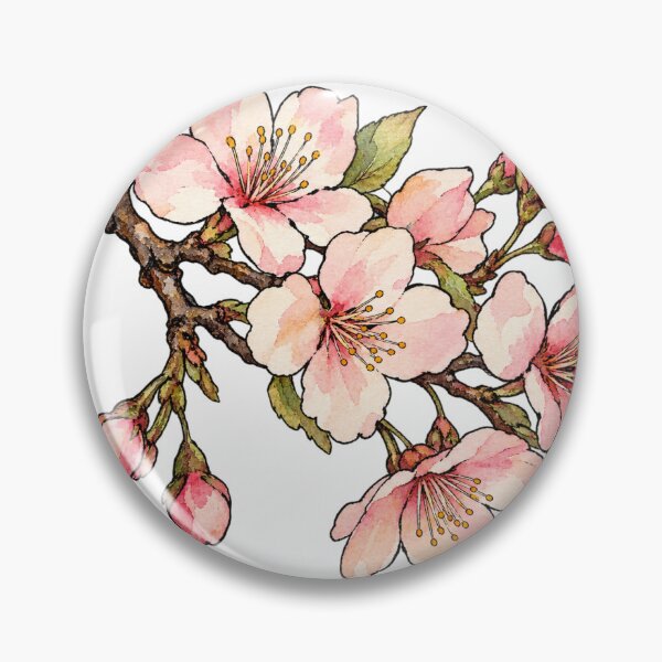 Item preview, Japanese Cherry Blossom Branch Watercolor Floral Art designed and sold by Jessie's Palette.