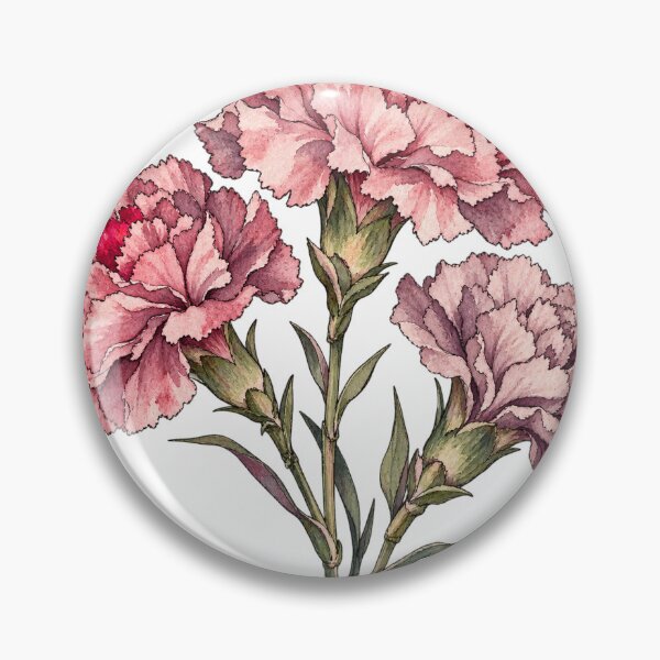 Item preview, Pink Carnations Trio Bouquet Watercolor Botanical Art designed and sold by Jessie's Palette.