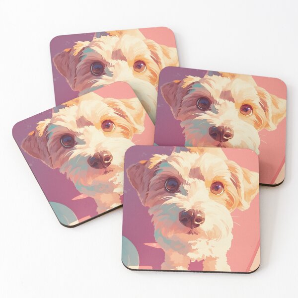 Item preview, Cute Fluffy White Dog Portrait – Pastel Pink Aesthetic Pet Art designed and sold by DelphineProsa.