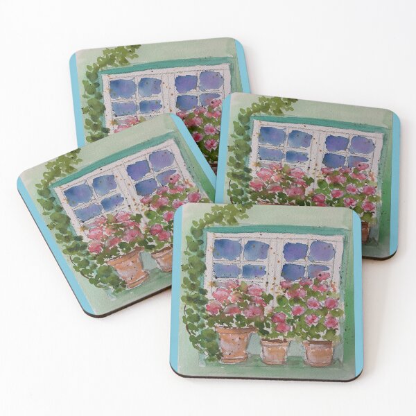 Item preview, Windowsill Pink Flower Pots designed and sold by WatercolorPain.
