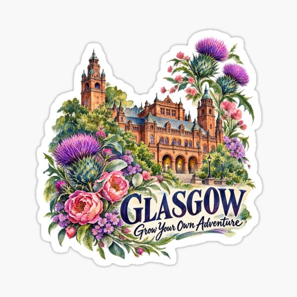 Item preview, Glasgow Architecture and Thistles Watercolor Travel Art designed and sold by skyartdesign.