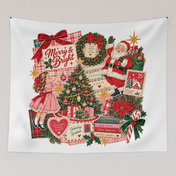 Item preview, Vintage Christmas Santa Tree and Holiday Collage designed and sold by RenettaFunky.