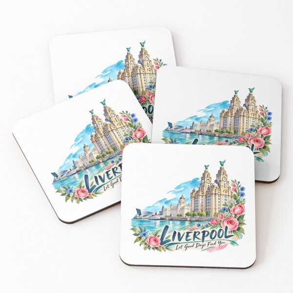 Item preview, Liverpool Waterfront and Roses Watercolor Travel Art designed and sold by skyartdesign.