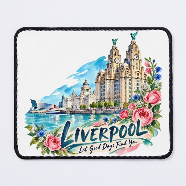 Item preview, Liverpool Waterfront and Roses Watercolor Travel Art designed and sold by skyartdesign.