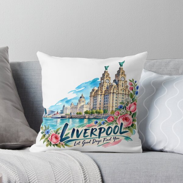 Item preview, Liverpool Waterfront and Roses Watercolor Travel Art designed and sold by skyartdesign.
