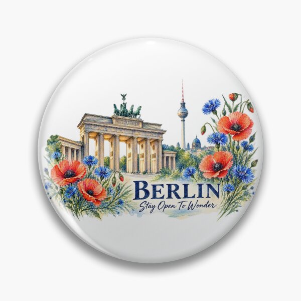 Item preview, Berlin Brandenburg Gate and Poppies Watercolor Travel Art designed and sold by skyartdesign.