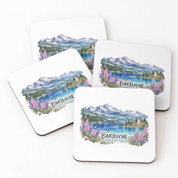 Item preview, Bariloche Mountain Lake and Lupines Watercolor Travel Art designed and sold by skyartdesign.